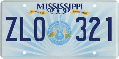 MS license plate ZLO321
