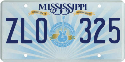 MS license plate ZLO325
