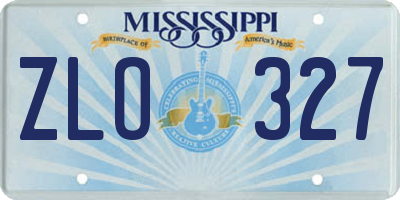 MS license plate ZLO327