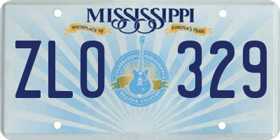 MS license plate ZLO329