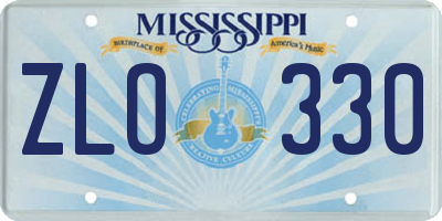 MS license plate ZLO330