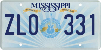 MS license plate ZLO331