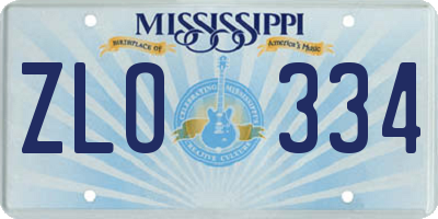 MS license plate ZLO334