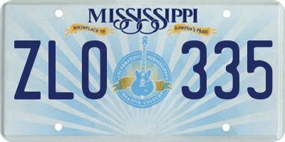 MS license plate ZLO335
