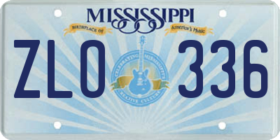MS license plate ZLO336