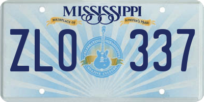MS license plate ZLO337