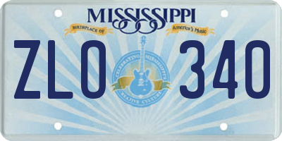 MS license plate ZLO340