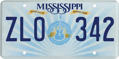 MS license plate ZLO342