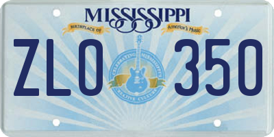 MS license plate ZLO350