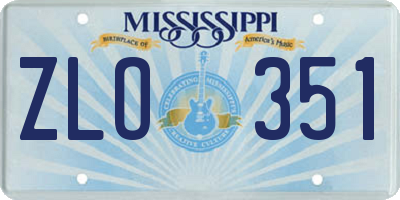 MS license plate ZLO351
