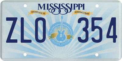 MS license plate ZLO354