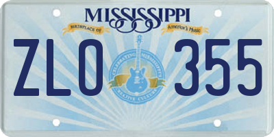 MS license plate ZLO355
