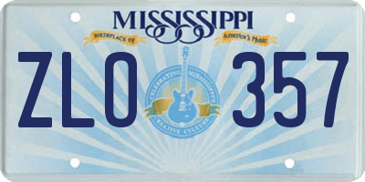MS license plate ZLO357