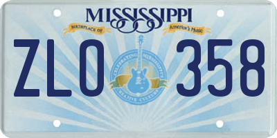 MS license plate ZLO358