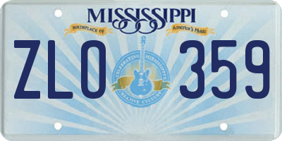 MS license plate ZLO359