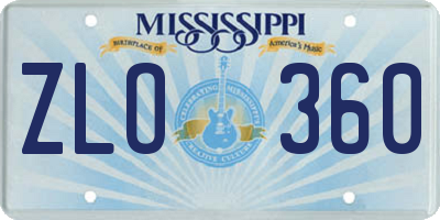 MS license plate ZLO360