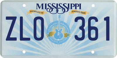 MS license plate ZLO361