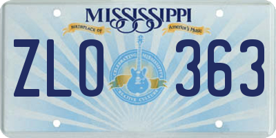 MS license plate ZLO363