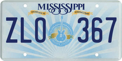 MS license plate ZLO367