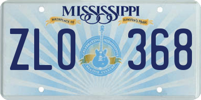 MS license plate ZLO368