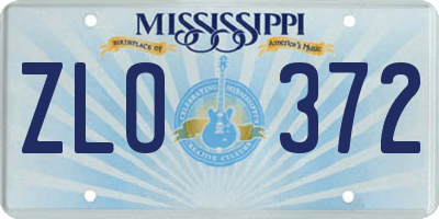 MS license plate ZLO372