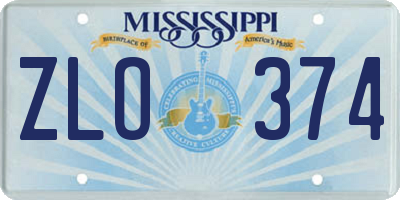 MS license plate ZLO374