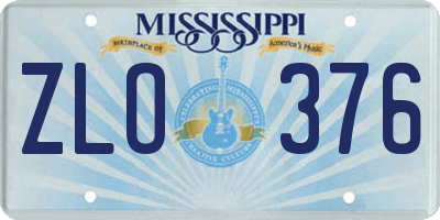 MS license plate ZLO376