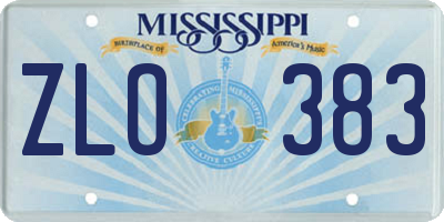 MS license plate ZLO383