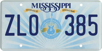 MS license plate ZLO385