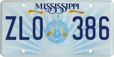 MS license plate ZLO386