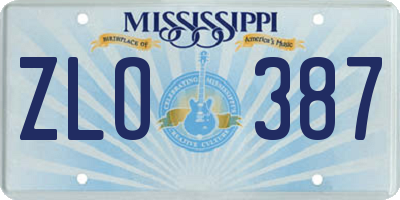 MS license plate ZLO387