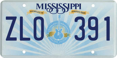 MS license plate ZLO391