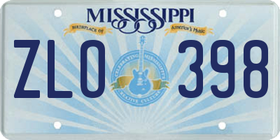 MS license plate ZLO398
