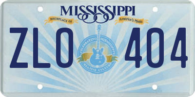 MS license plate ZLO404