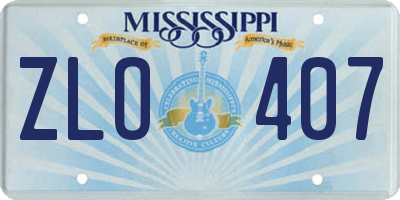 MS license plate ZLO407