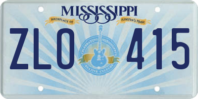 MS license plate ZLO415