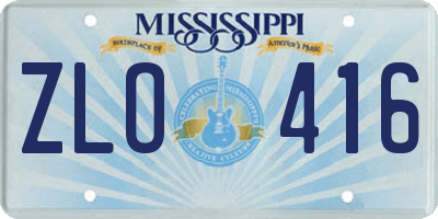 MS license plate ZLO416