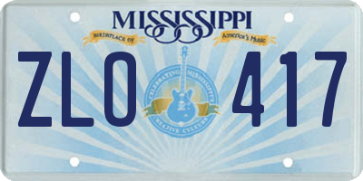 MS license plate ZLO417