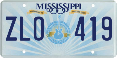 MS license plate ZLO419