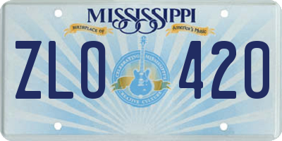 MS license plate ZLO420