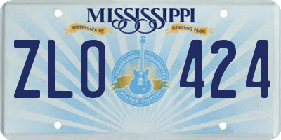 MS license plate ZLO424