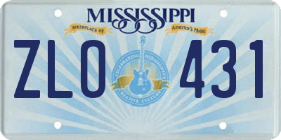 MS license plate ZLO431