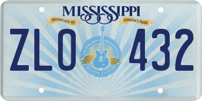 MS license plate ZLO432