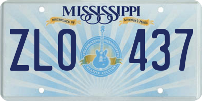 MS license plate ZLO437