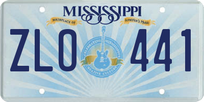MS license plate ZLO441