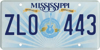 MS license plate ZLO443