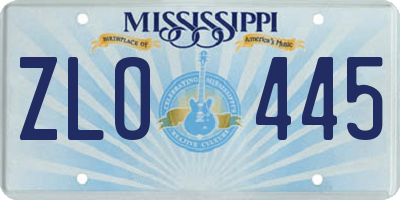 MS license plate ZLO445