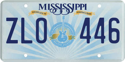 MS license plate ZLO446