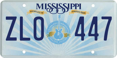 MS license plate ZLO447