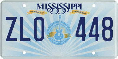 MS license plate ZLO448
